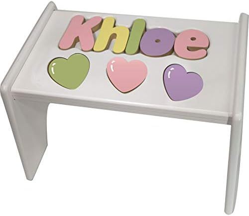 babykidsbargains Personalized Heart Puzzle Step Stool - Wooden Name Stool (1-8 Letters) - Handcra... | Amazon (US)