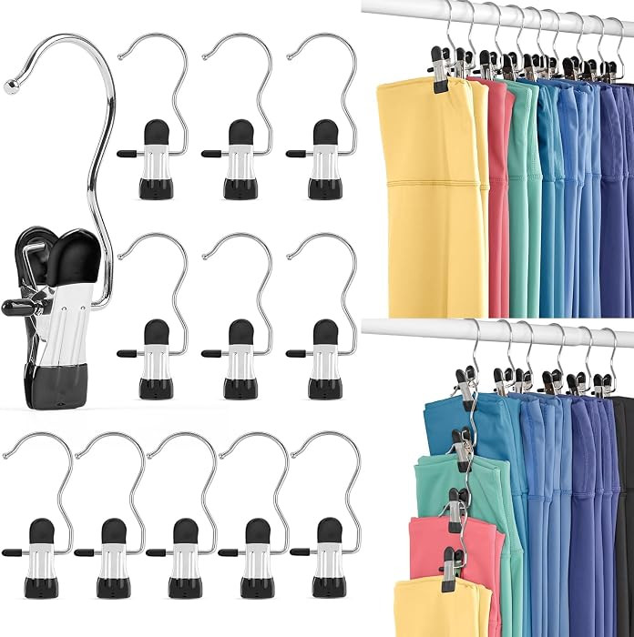 HOUSE DAY Metal Legging Organizer for Closet, Yoga Pants Hangers Pack of 60 with Rubber Coated Cl... | Amazon (US)