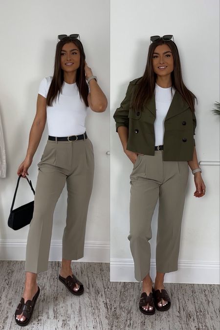 Khaki tones 🌿🤎 - I wear a size 10 in the trousers (tts) | Small in the top  (stretchy) | Small in the jacket (oversized) x 

#LTKeurope #LTKstyletip #LTKSeasonal