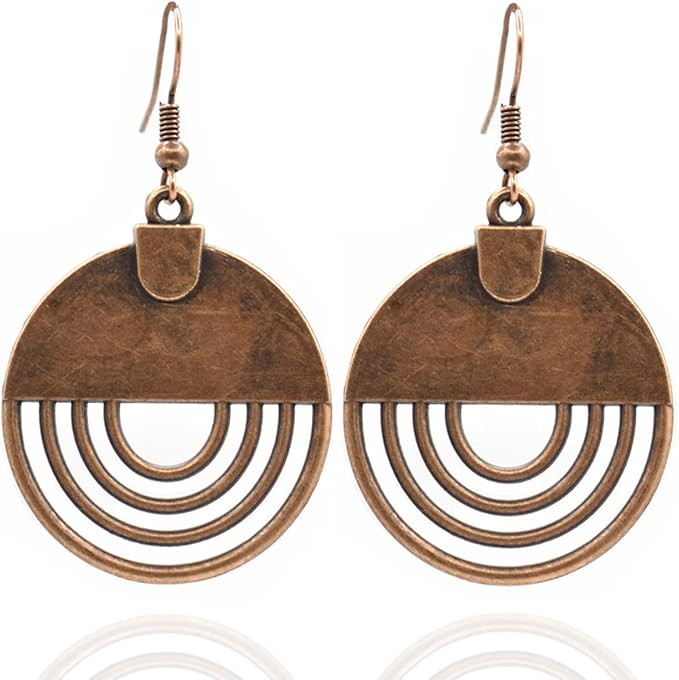 Bohemian Earrings, Dangle Boho Earrings, Handmade Antique Ethnic Jewelry, Vintage Hoop Spiral Ear... | Amazon (US)