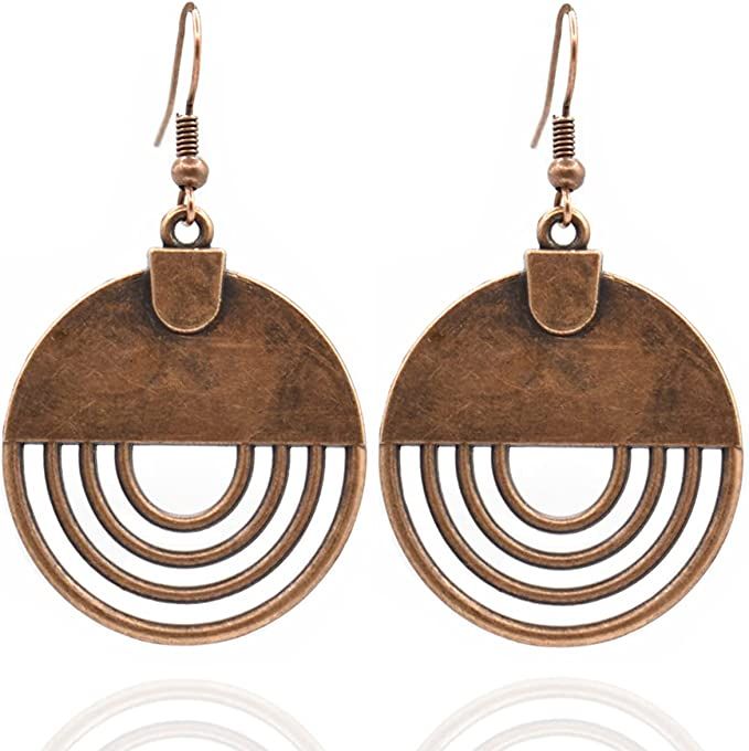 Bohemian Earrings, Dangle Boho Earrings, Handmade Antique Ethnic Jewelry, Vintage Hoop Spiral Ear... | Amazon (US)