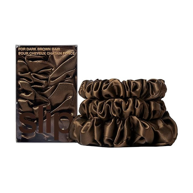 slip Back to Basics Dark Brown Midi & Large Scrunchie Set | Includes 2 Midi & 1 Large Pure Silk S... | Amazon (US)