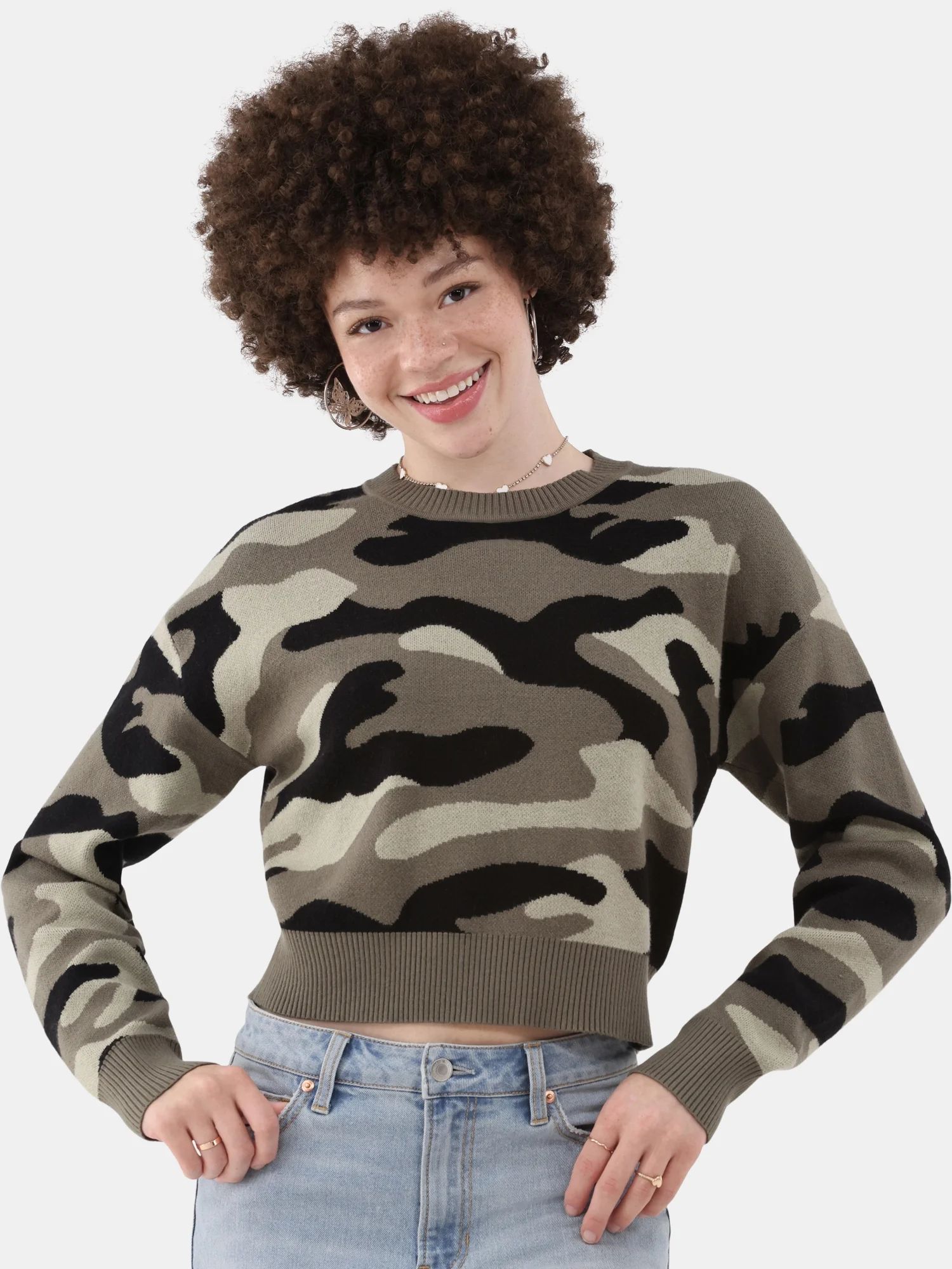 No Boundaries Jacquard Pullover Sweater, Midweight, Women’s Plus | Walmart (US)