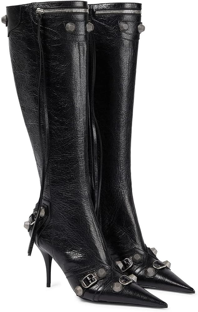 VOMIRA Knee High Boots Sexy Pointed Toe Rivets Tassels Stilettos High Heels Fashion Party Dressy ... | Amazon (US)