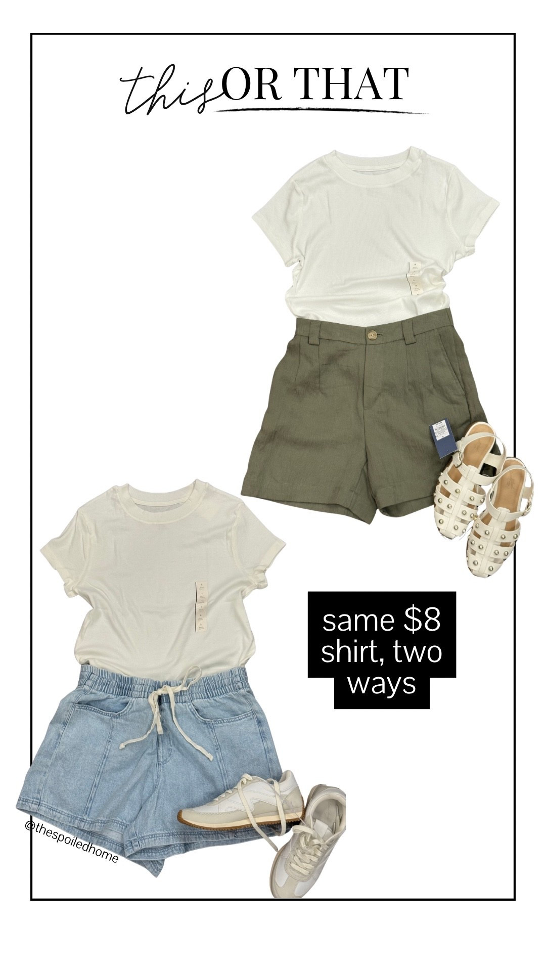 Same $8 shirt, two ways! What’s your favorite? We are really loving the studded fisherman sandals to take us into fall 😍

#LTKFindsUnder50 #LTKStyleTip #LTKOver40