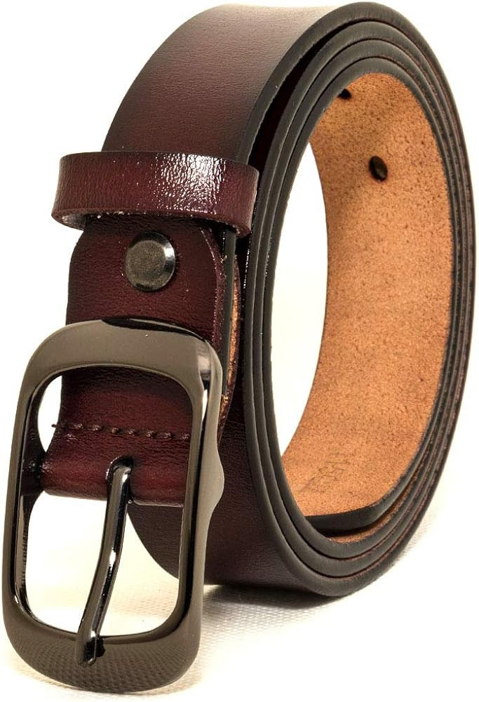 Women's Belt Genuine Leather Belt with Single Prong Alloy Buckle Red Black Brown | Amazon (CA)