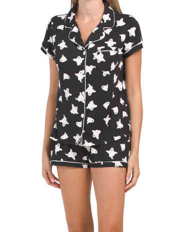 Ghost Short Sleeve Notch Pajama Set | TJ Maxx
