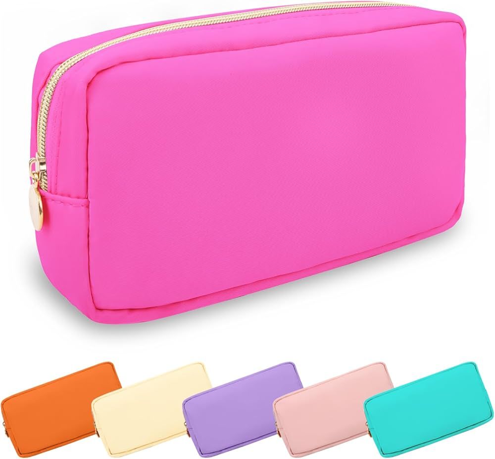 Waterproof Small Makeup Bag Pouch for Purse,Nylon Travel Toiletry Storage Bag Cute Preppy Cosmeti... | Amazon (US)