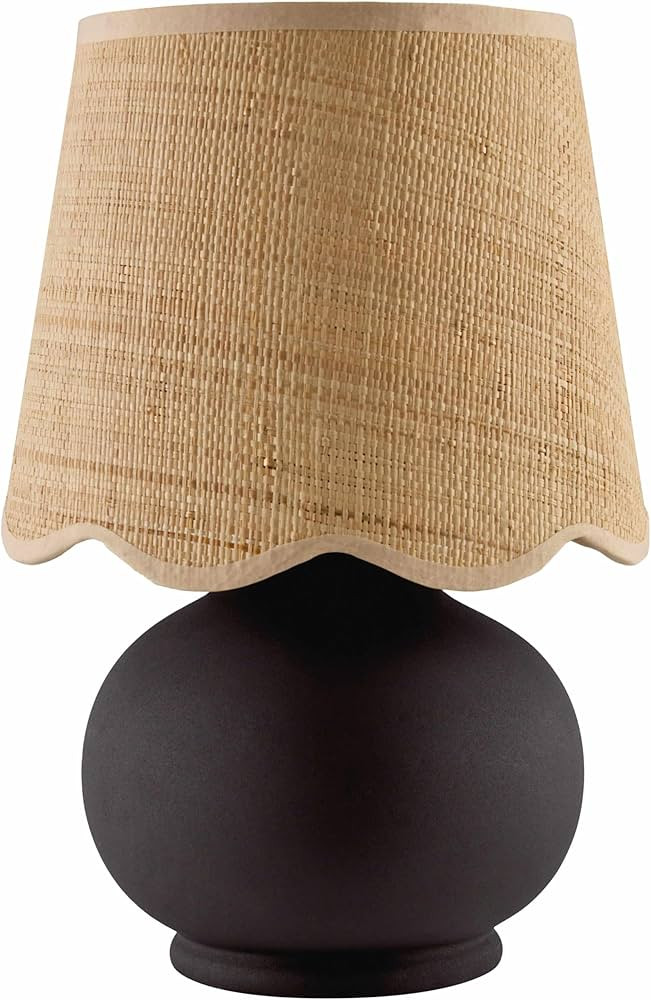 Theisseil Boho Ceramic Bedside Table Lamp for Bedroom Nightstand and Living Room - Shade Rattan -... | Amazon (US)
