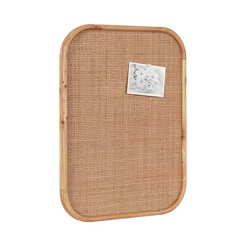 Kate and Laurel Planche Modern Rattan Wall Pinboard, 20 x 26, Natural Wood, Boho Rounded Rectangle Wall Organizer for Use as Cork Board, Vision Board, or Bulletin Board | Amazon (US)