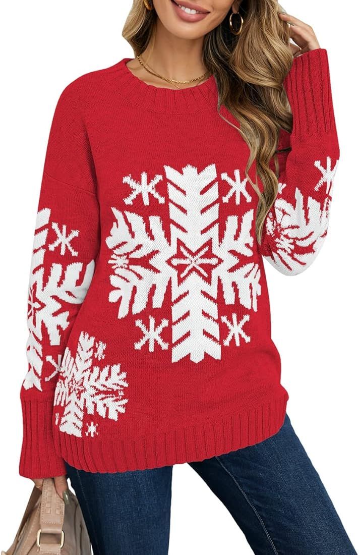 LookbookStore Women Ugly Christmas Tree Reindeer Holiday Knit Sweater Pullover | Amazon (US)