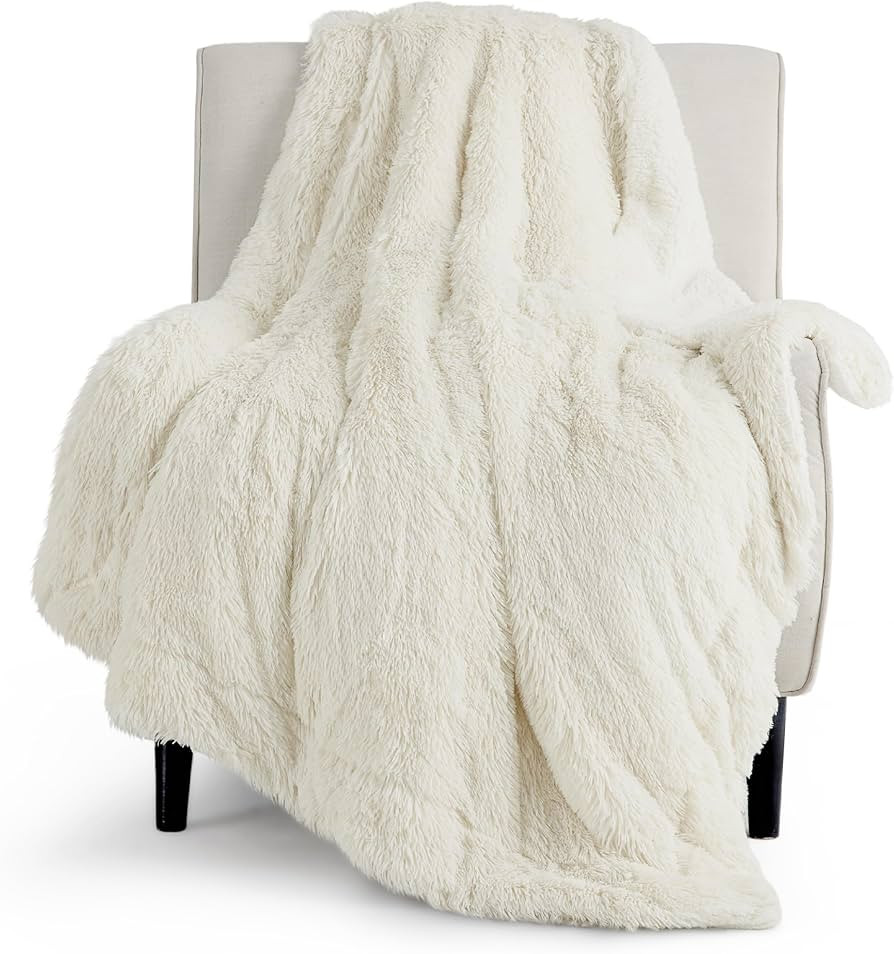Bedsure GentleSoft Fluffy Cream Throw Blanket Decorative Blankets for Bed Couch Sofa, Cream Decor... | Amazon (US)