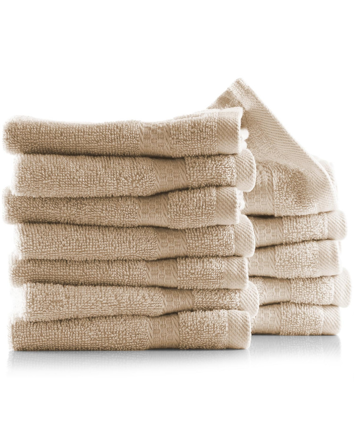 Luxury 12-Pack Washcloths – 500 Gsm 100% Combed Cotton, Soft & Highly Absorbent - Beige cream | Macy's