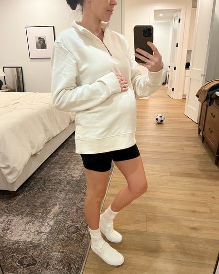 Cute quarter zip from Amazon! Sized up to medium for oversized fit over the bump’ 

#LTKbump #LTKfit #LTKunder50