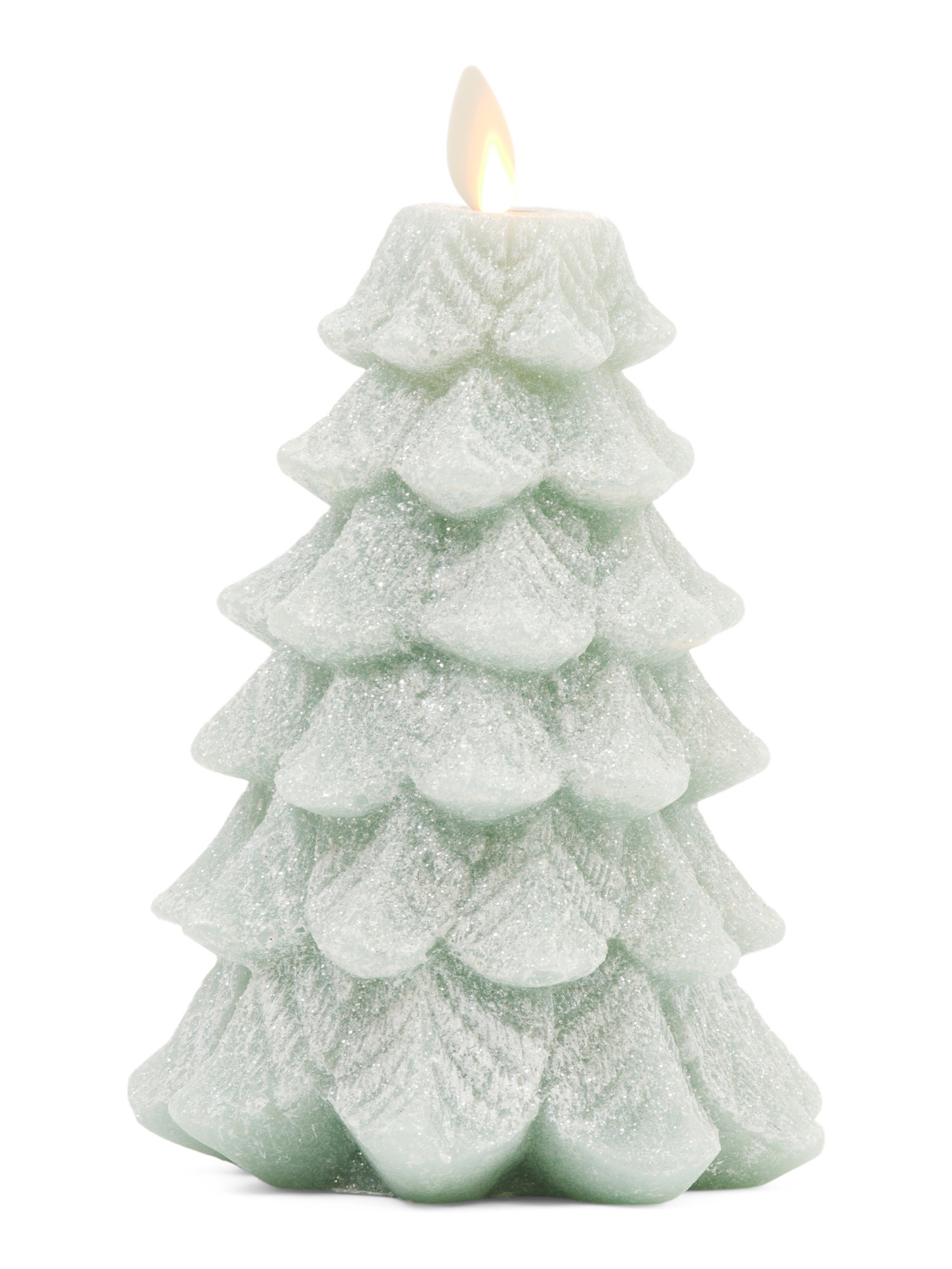 Embossed Frosted Tips Classic Tree Pillar Led Candle | Marshalls