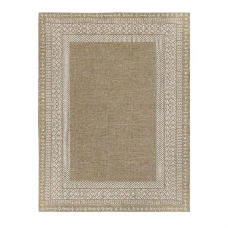 Better Homes & Gardens 5'x7' Beige Border & Striped Reversible Indoor/Outdoor Rug | Walmart (US)