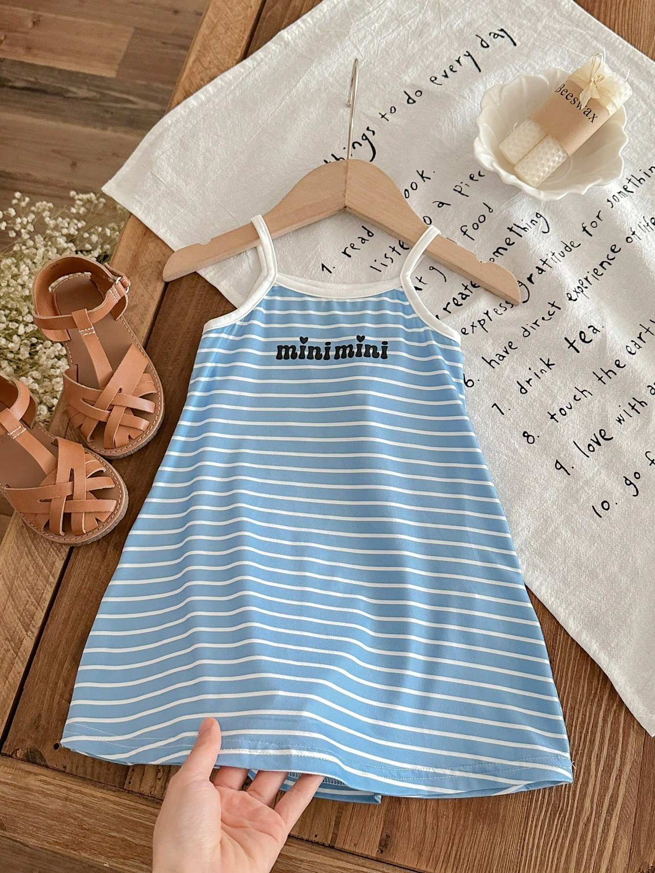 SHEIN Baby Girl Cute Knitted Striped Patchwork Sleeveless Dress With Elasticity, Summer | SHEIN