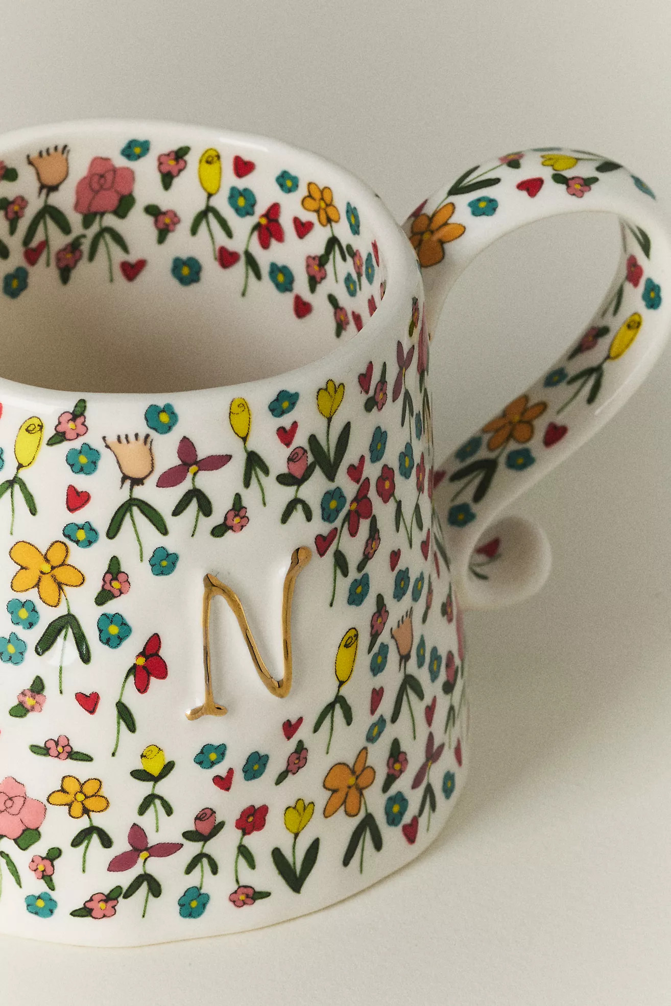 The Mud Fairy Stoneware 24k Gold Accent Monogram Mug | Anthropologie (US)