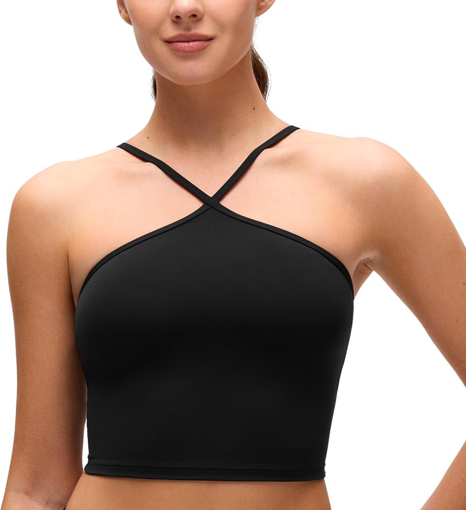 CRZ YOGA Butterluxe Cross Neck Crop Tank Tops | Amazon (US)