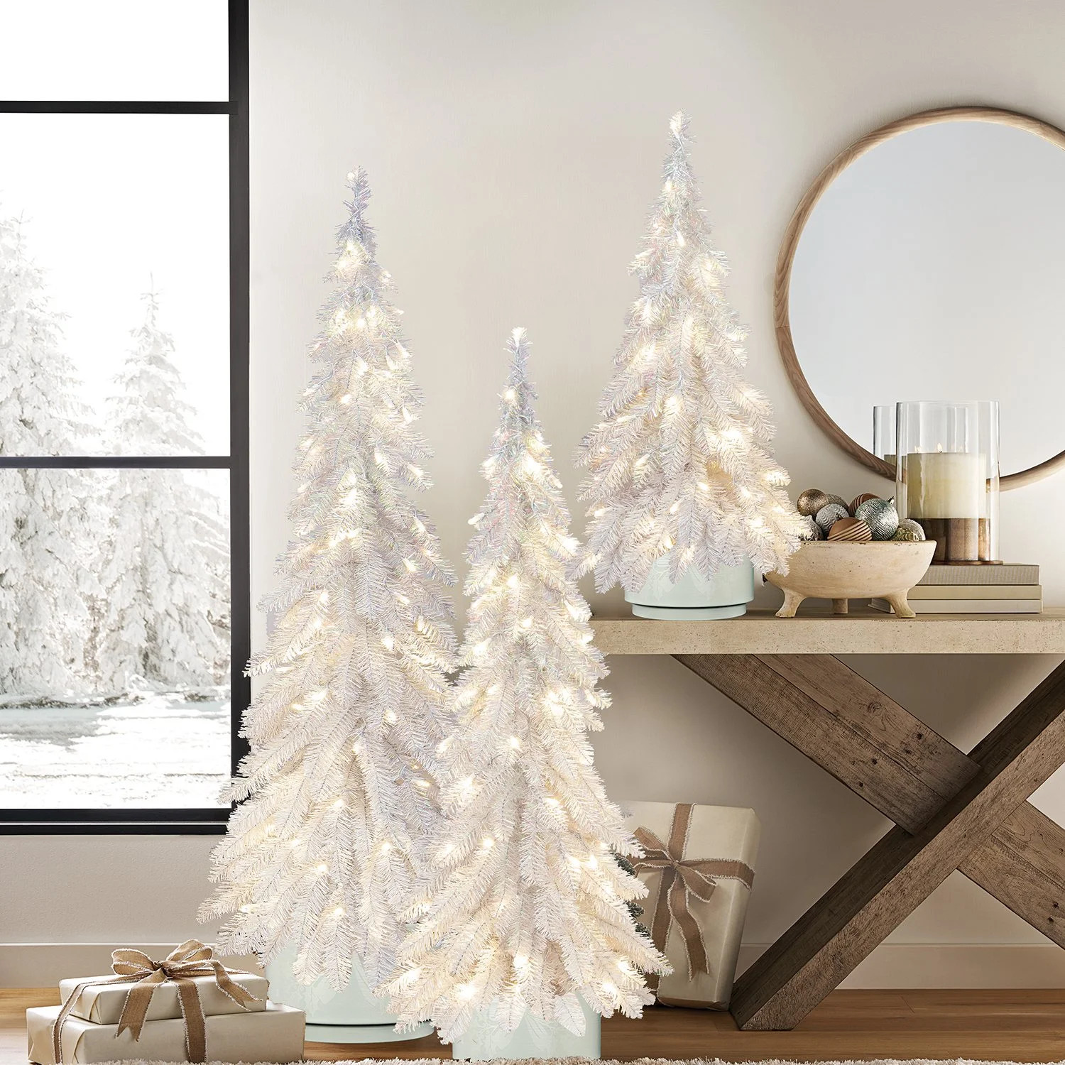 Member's Mark Pre-Lit Iridescent Topiaries, Set of 3 | Sam's Club