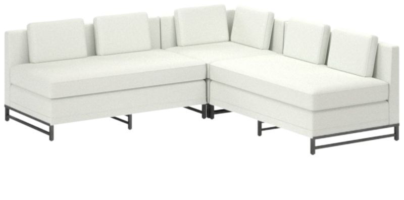 Metric White Boucle Modern 3-Piece Sectional Sofa with Loveseat | CB2 | CB2