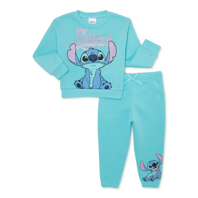 Disney Stitch Toddler Girls Fleece Crewneck and Joggers Set, 2-Piece, Sizes 2T-5T | Walmart (US)