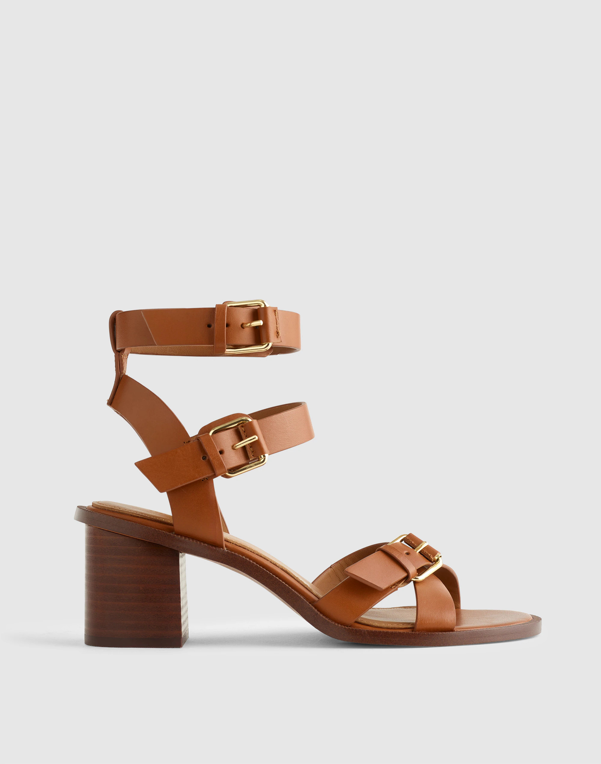 The Corinna Buckle-Strap Heeled Sandal in Leather | Madewell
