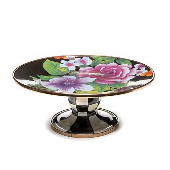 Black Flower Market Mini Pedestal Platter | MacKenzie-Childs