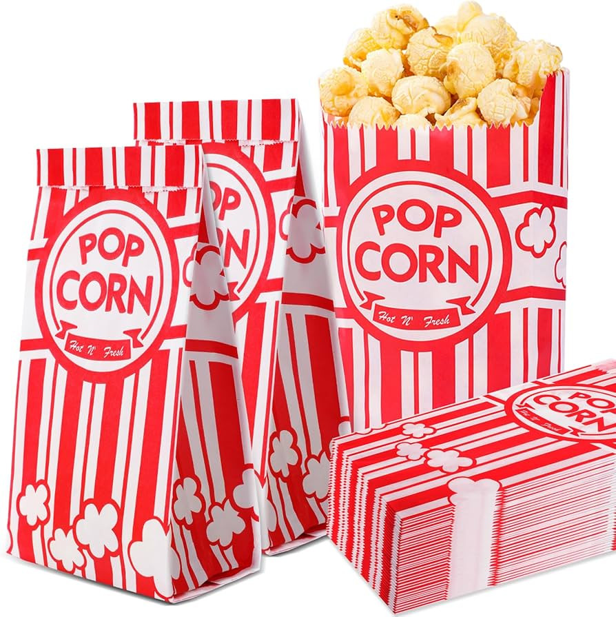 VOISEN Paper Popcorn Bags,100 Pack 1oz Popcorn Bags Individual Servings, Popcorn Bag Bulk for Pop... | Amazon (US)