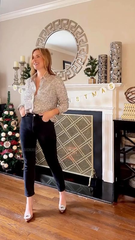 Express top sparkle, top Portofino shirt, button down shirt, Christmas outfit, holiday outfit date night outfit

#LTKSeasonal #LTKparties