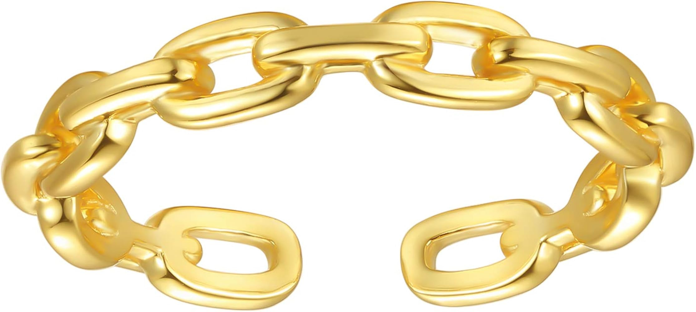 Nossa 18K Gold Plated Sterling Silver Chain Link Ring Simple Stacking Band Open Rings for Women A... | Amazon (US)