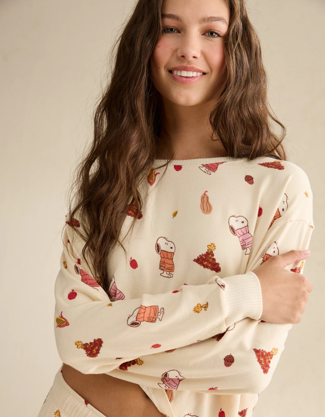 AE Luxe Plush Snoopy Long Sleeve + Pant PJ Set | American Eagle Outfitters (US & CA)