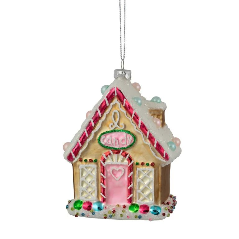 Northlight 4.5" Glittered Gingerbread House Glass Christmas Ornament | Walmart (US)