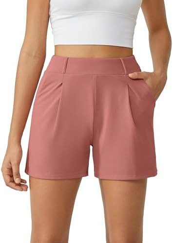 G4Free EverGoing Dressy Casual Shorts for Women 5" High Waisted Summer Lounge Pleated Shorts with... | Amazon (US)