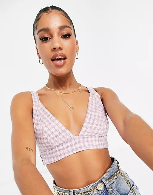 Heartbreak mix and match gingham bralet in lilac | ASOS | ASOS (Global)