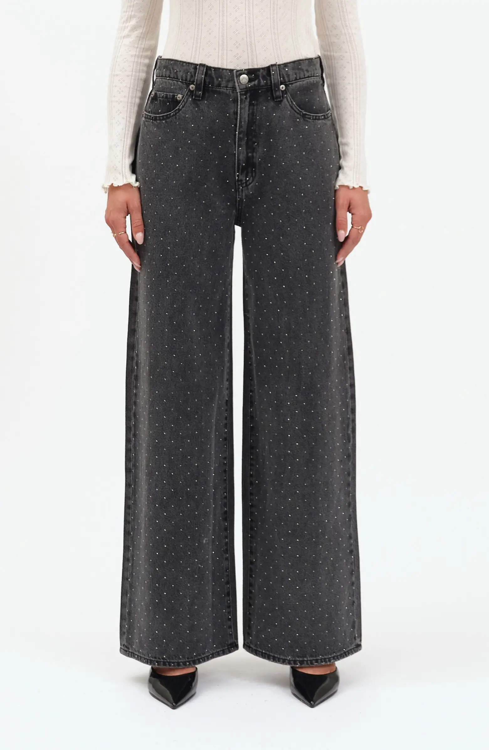 The Wanderer Rhinestone Wide Leg Jeans | Nordstrom