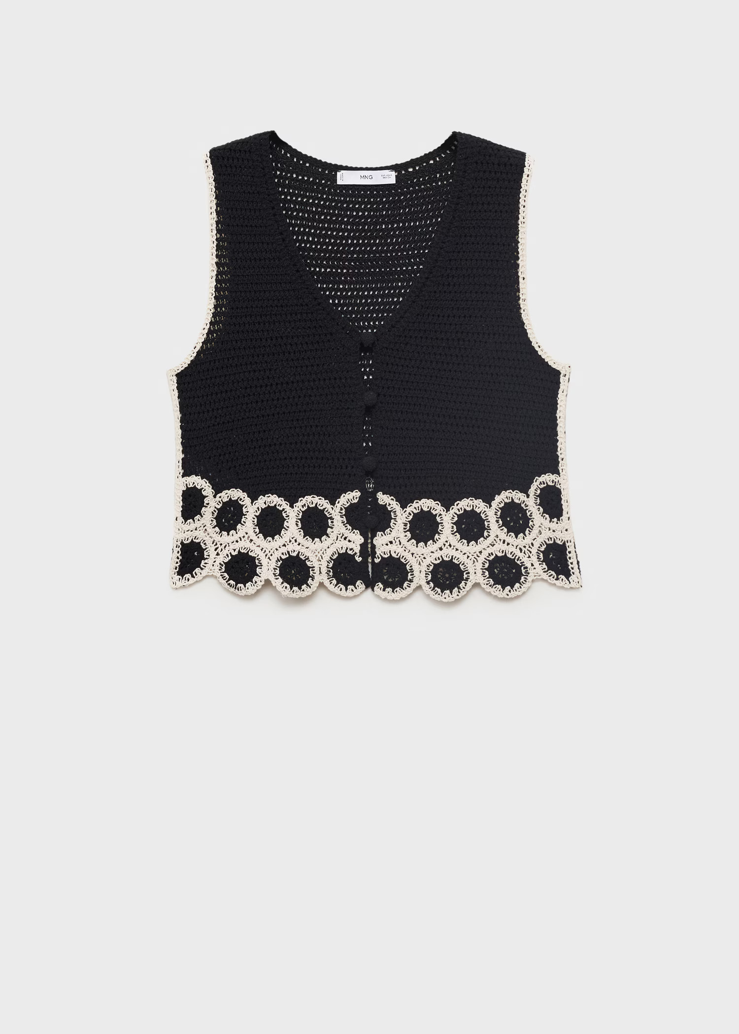 Circular-print crochet vest - Women | MANGO USA | Mango (US/MX/AU)