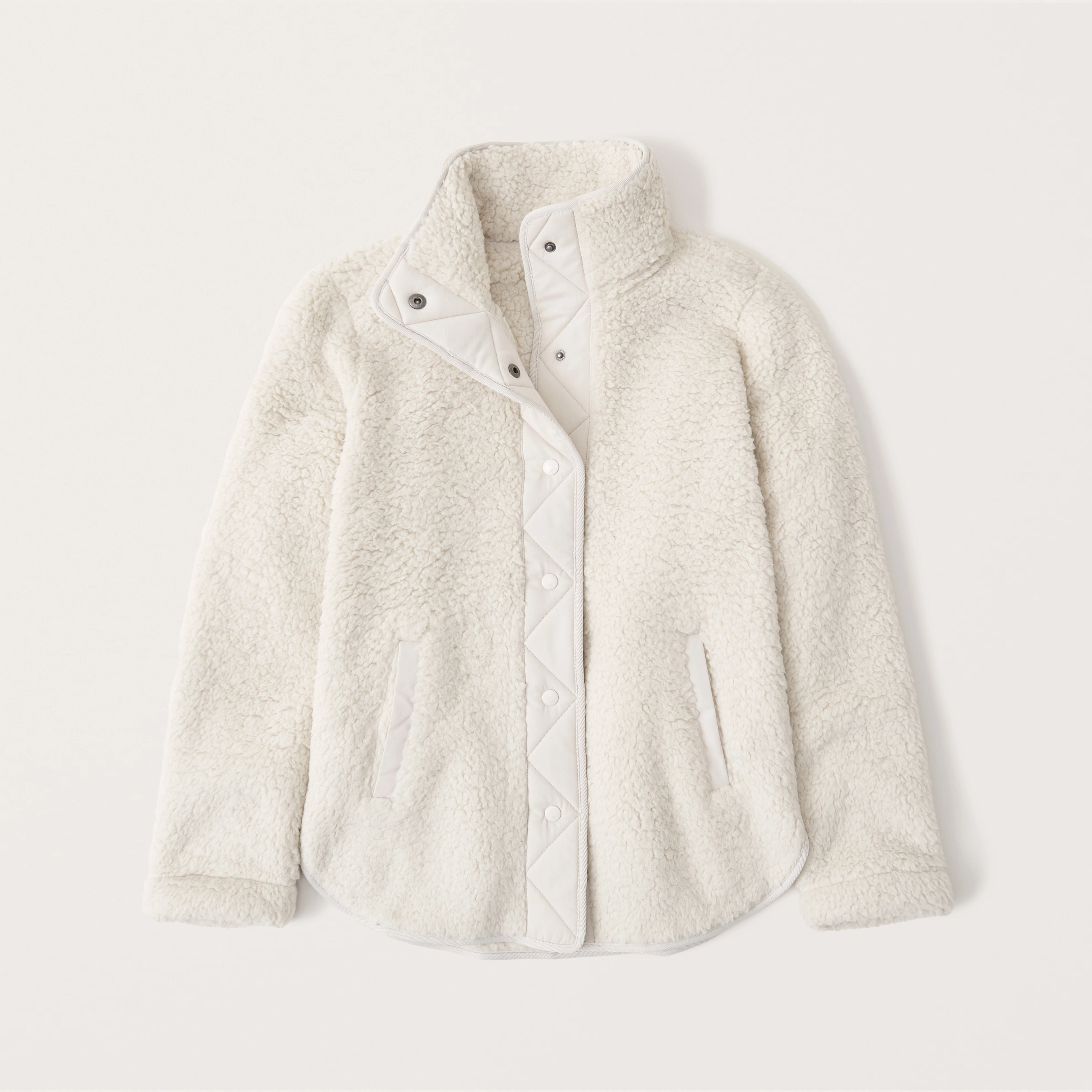 Sherpa Nylon-Trim Snap-Up Jacket | Abercrombie & Fitch (US)