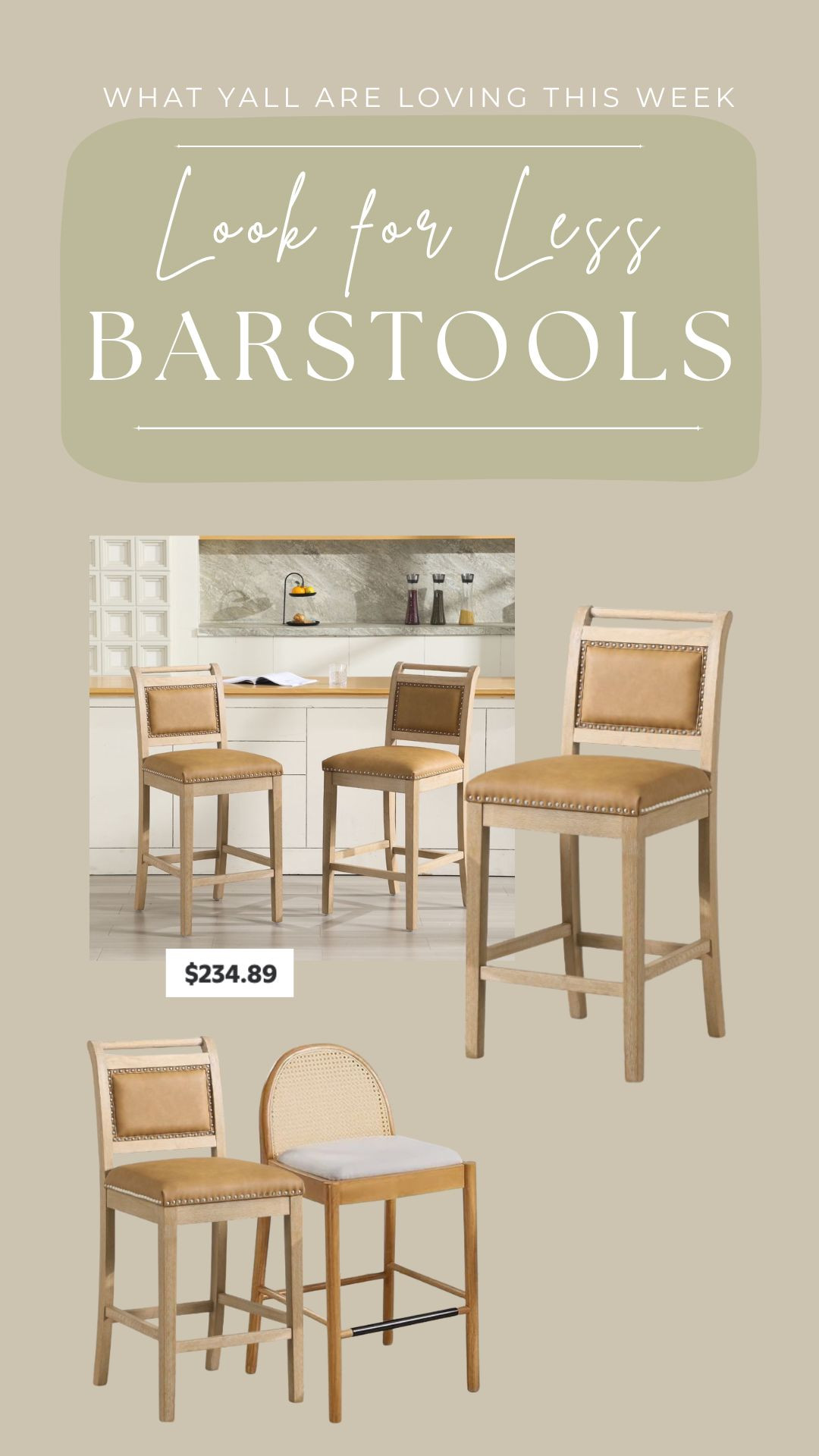 Okay but these barstools? Total look-for-less moment. They have that clean, timeless silhouette and neutral finish that makes a kitchen feel instantly more custom. Proof you don’t have to spend a fortune to get that elevated, designer vibe. ✨

• • Barstools, look for less, kitchen decor, neutral kitchen, counter height stools, affordable home decor, kitchen refresh, timeless home 

 