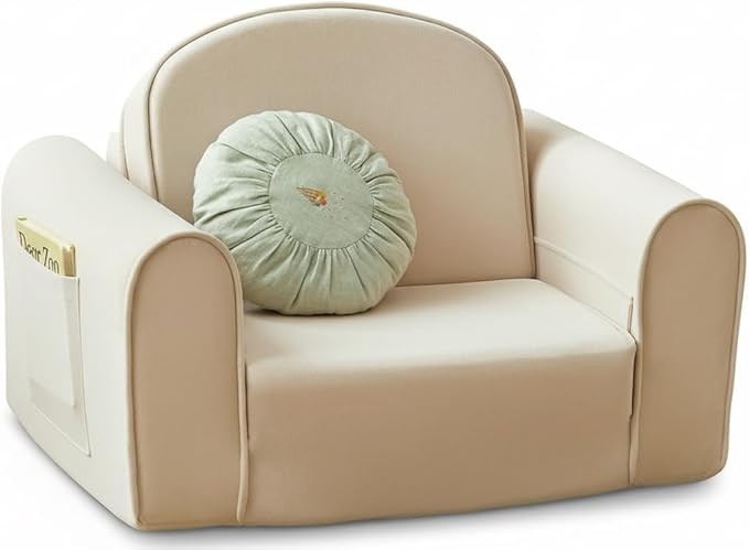 Tiny Land 2-in-1 Foldable Kids Couch with Pockets – Soft Thick Toddler Sofa, Lounger Couch, Con... | Amazon (US)