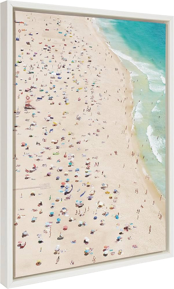 Kate and Laurel Sylvie Crowded Beach from Above Framed Canvas Wall Art by Amy Peterson Art Studio... | Amazon (US)