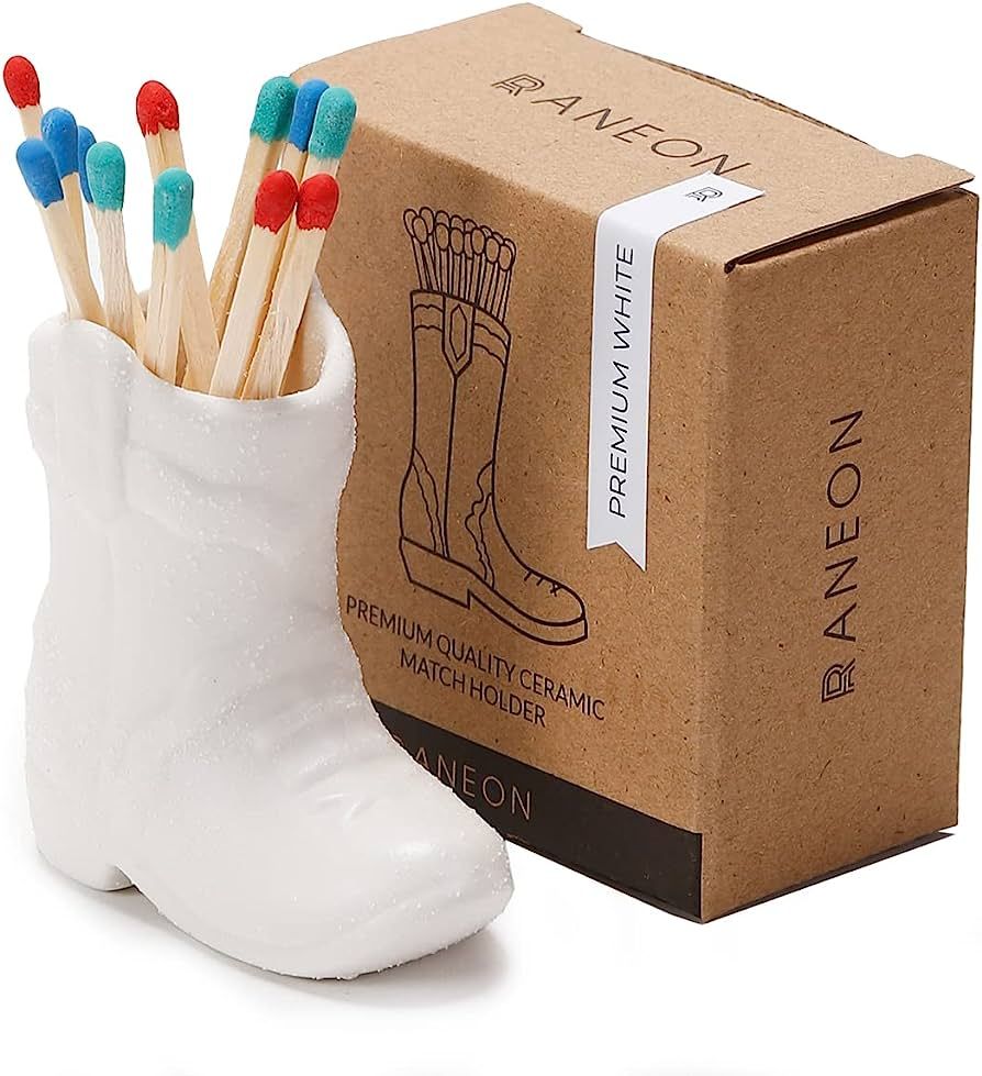 RANEON Cowboy Handmade Match Holder, Ceramic Match Box for All Matches, Cute Home Decor Match Jar... | Amazon (US)