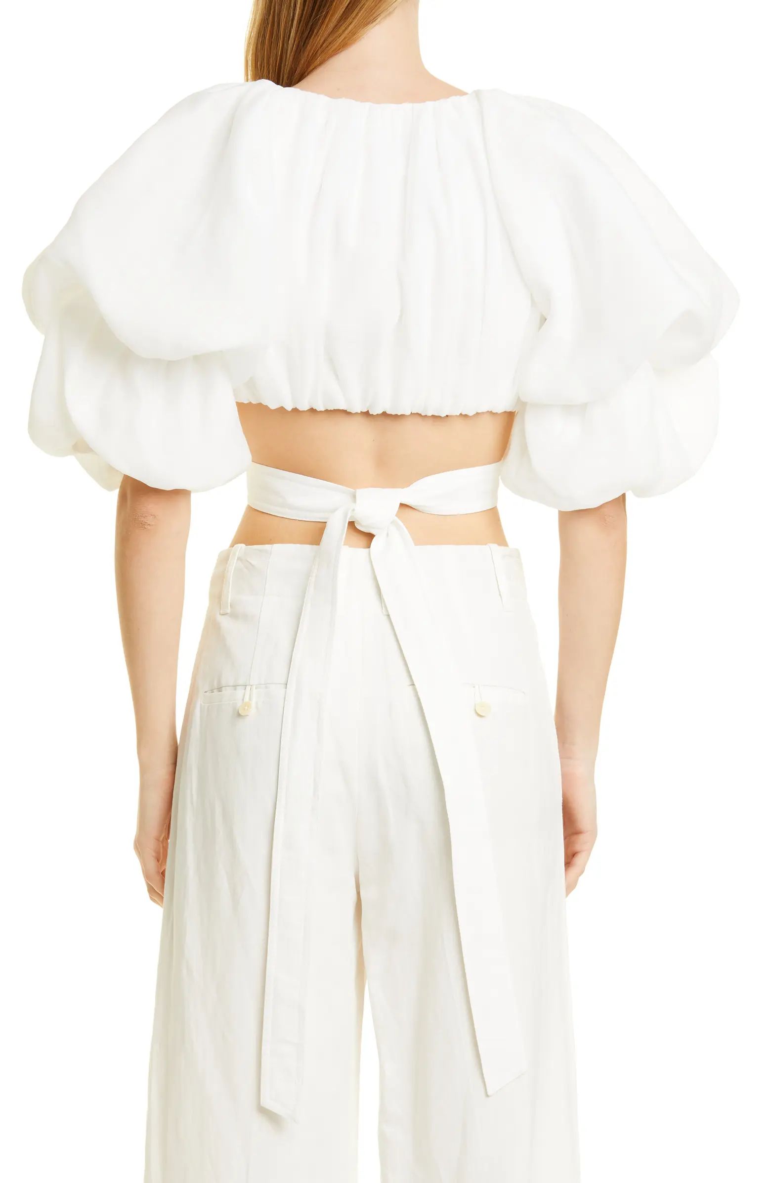 Impression Puff Sleeve Cutout Crop Top | Nordstrom
