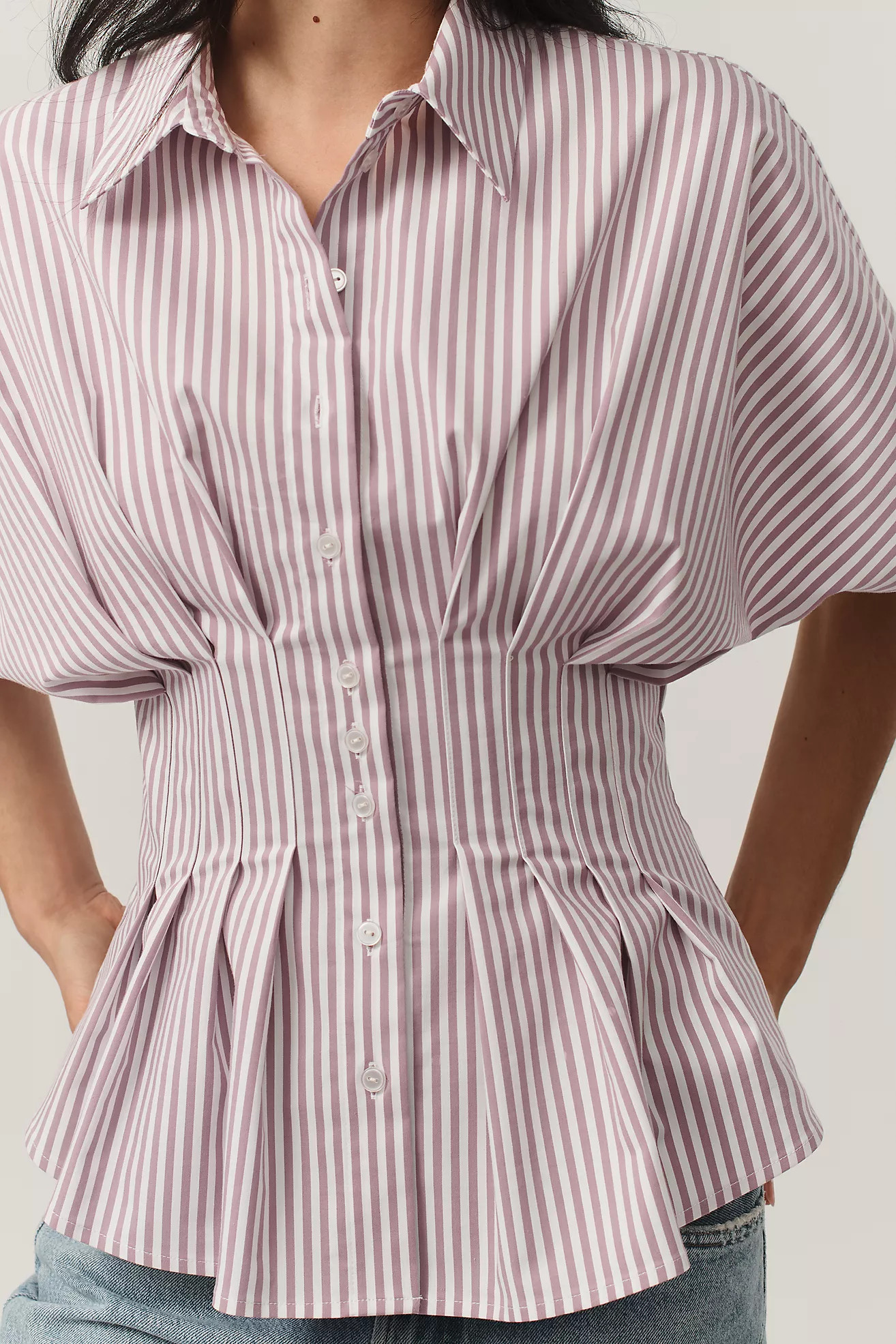 The Tobie Pleated Blouse by Exquise: Short-Sleeve Edition | Anthropologie (US)