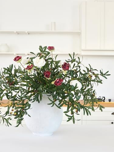 MISSPIN Artificial Flowers with Greenery Stems Faux Plants Indoor Branches for Tall Vase Ultra-Re... | Amazon (US)