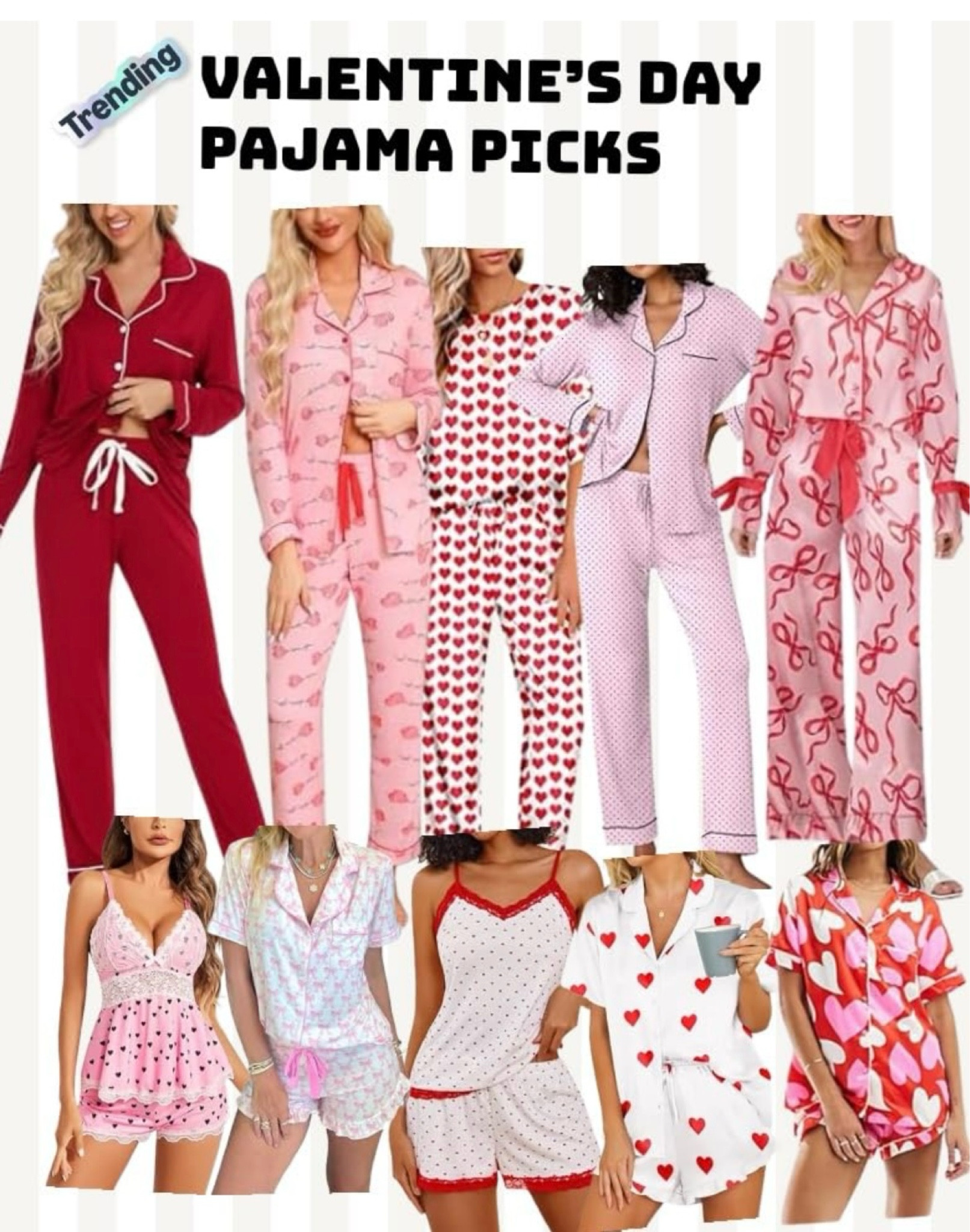 Cozy up in style this Valentine’s Day with festive pajamas! Featuring heart prints, romantic reds, and flirty pinks, these sets are perfect for lounging in love. From matching sets to cute camisoles, find the perfect look for a cozy night in. #amazonfinds #valentinesday #loungewear #pjs #pajamas 

#LTKGiftGuide #LTKStyleTip #LTKFindsUnder50