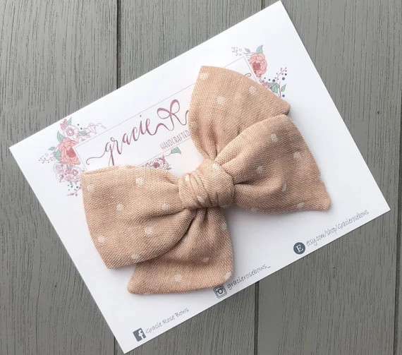 Tan polka dot bow | Etsy (US)