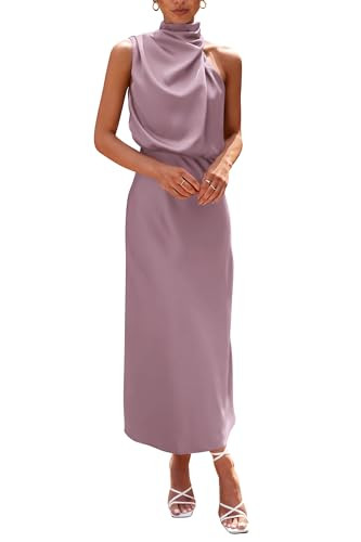 PRETTYGARDEN Women's Summer Satin Maxi Cocktail Dress Dusty Pink | Amazon (US)