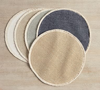 Mason Handwoven Cotton Fringe Round Placemats - Set of 4 | Pottery Barn (US)