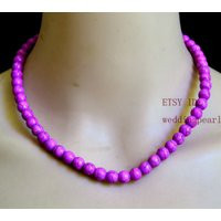 8mm Purple Beaded Necklace, Sing Strand Beads Fake Turquoise Statement Color Necklace | Etsy (US)